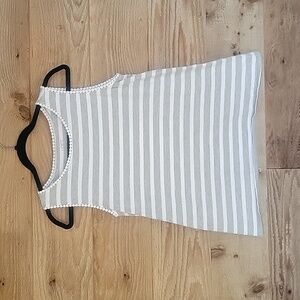 Loft Outlet Gray and White Striped Tank with Delicate Trim Size Small
